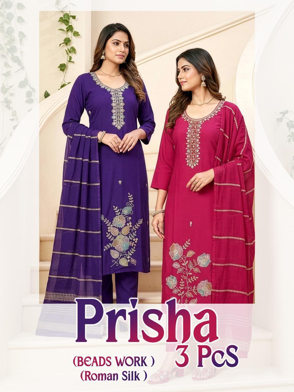 Dnp Prisha Roman Silk Top With Bottom And Dupatta