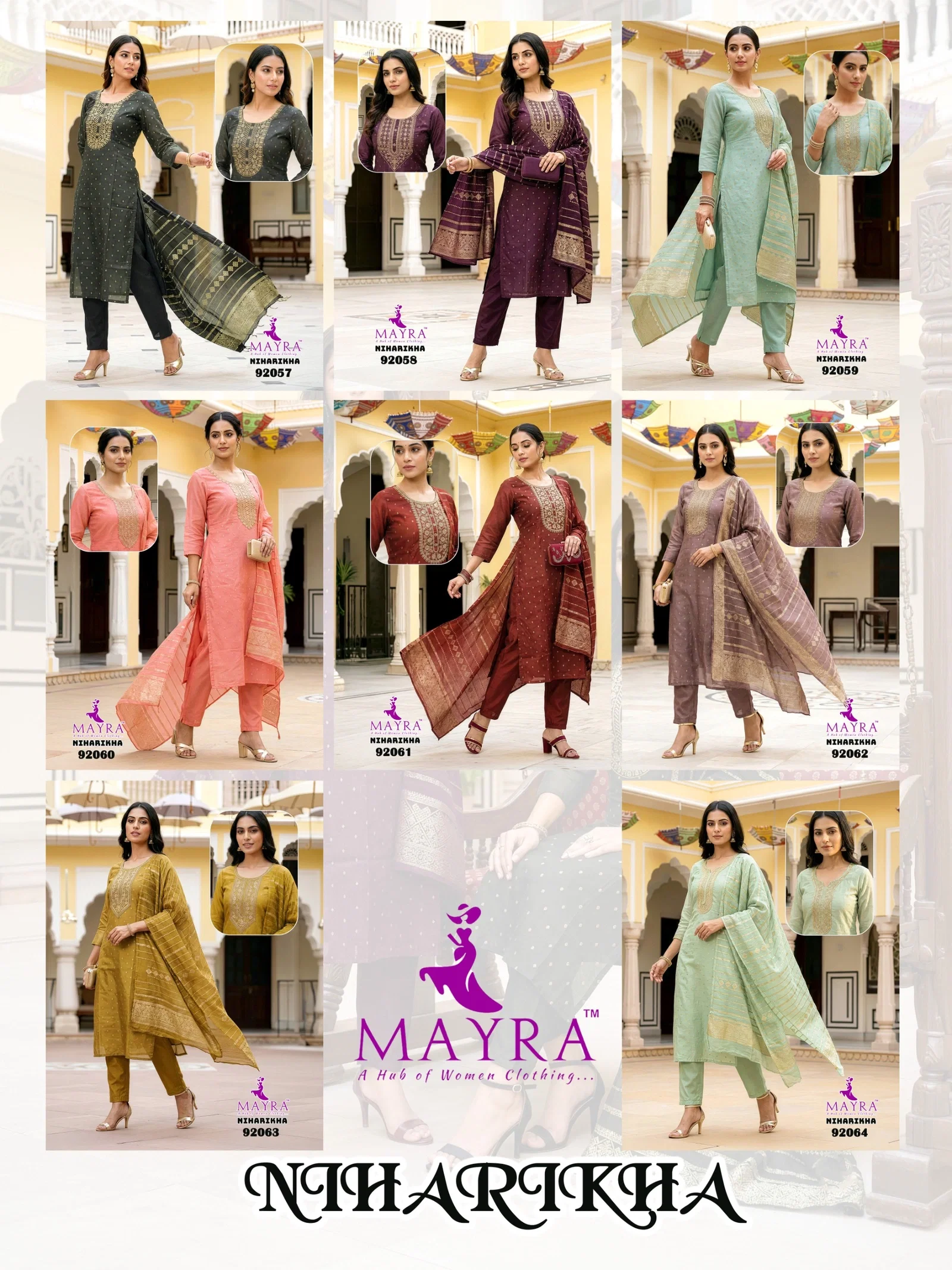 Mayra Niharikha Jaquared Top With Bottom And Dupatta Set