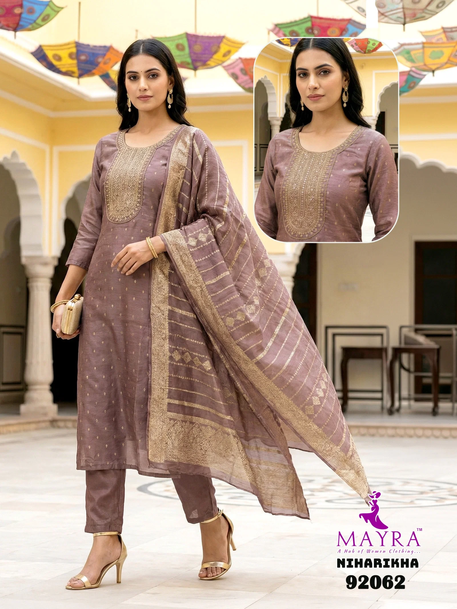 Mayra Niharikha Jaquared Top With Bottom And Dupatta Set