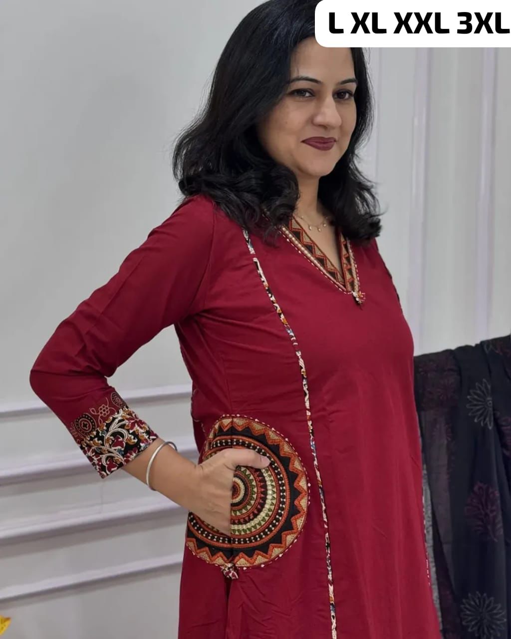 NCO 109 Cotton Print With Embroidery Kurti Bottom With Dupatta