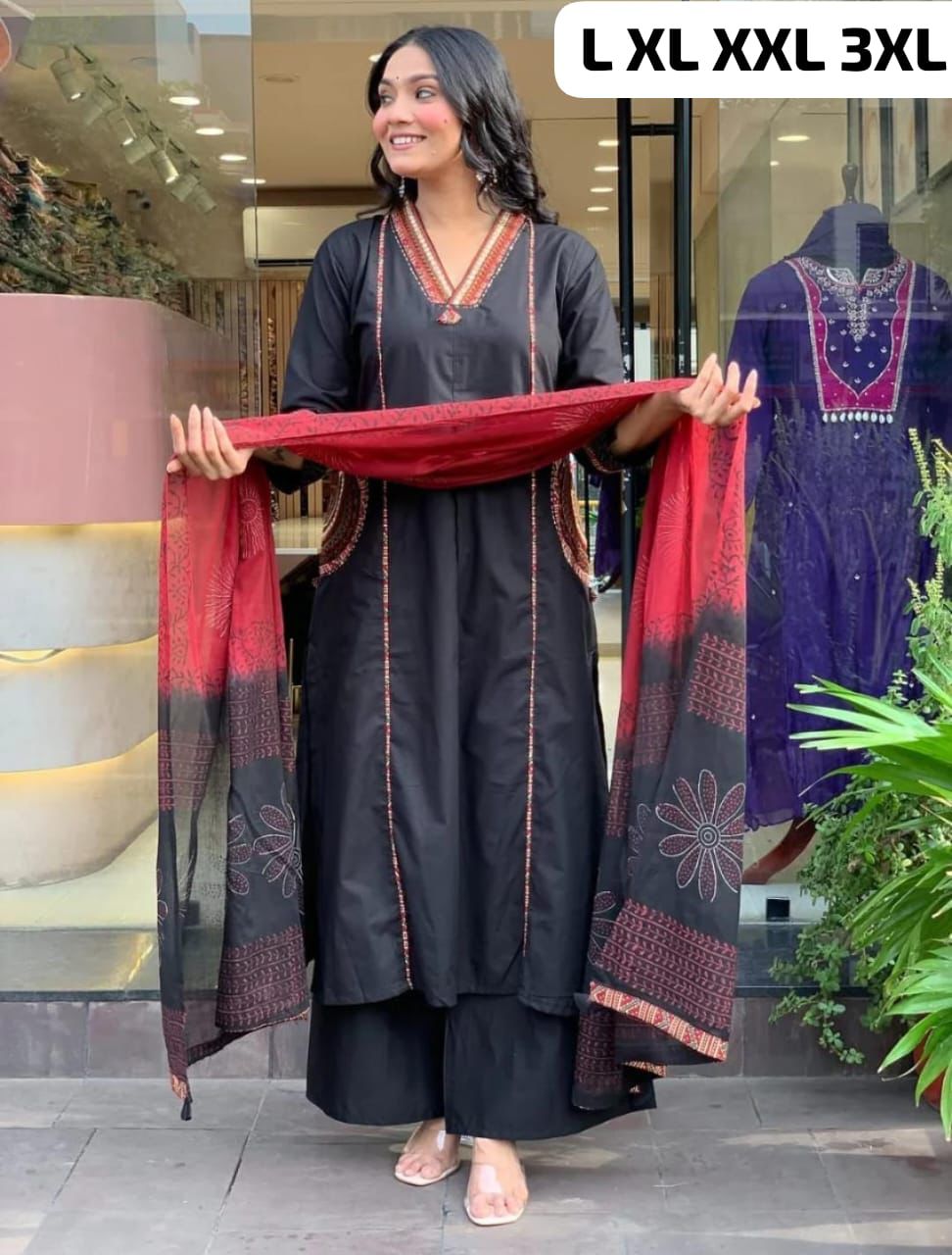 NCO 109 Cotton Print With Embroidery Kurti Bottom With Dupatta
