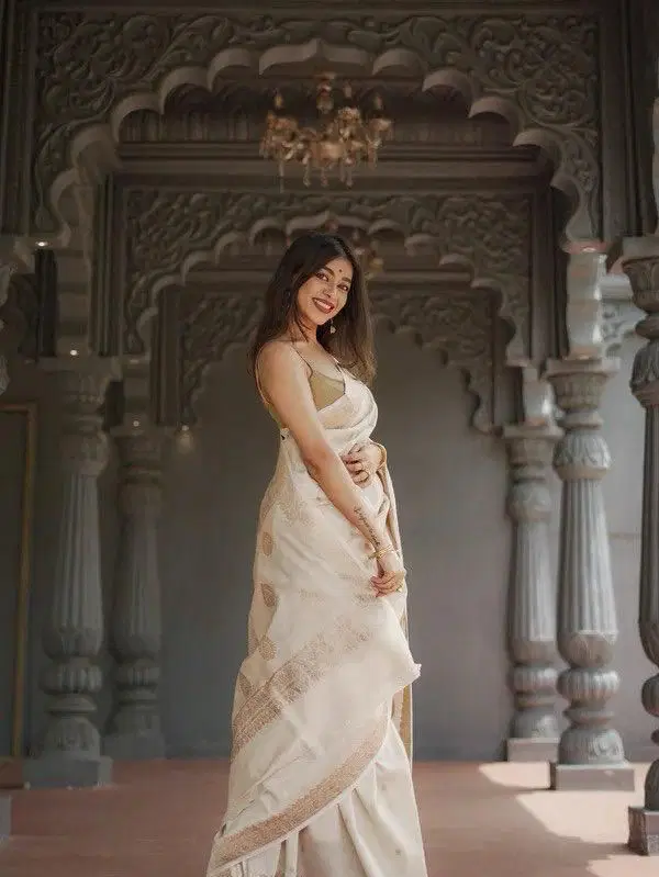 Soft Silk 6040 Linen Slab Weaving Worked Fancy Saree Collection