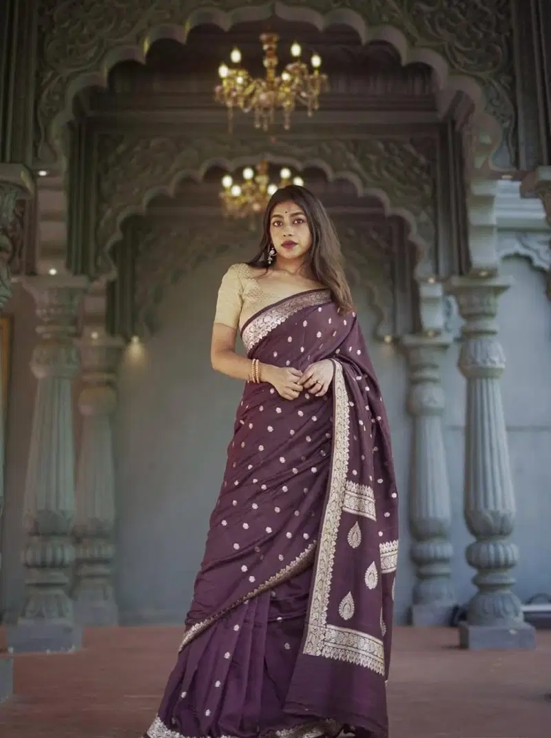 Soft Silk 6040 Linen Slab Weaving Worked Fancy Saree Collection