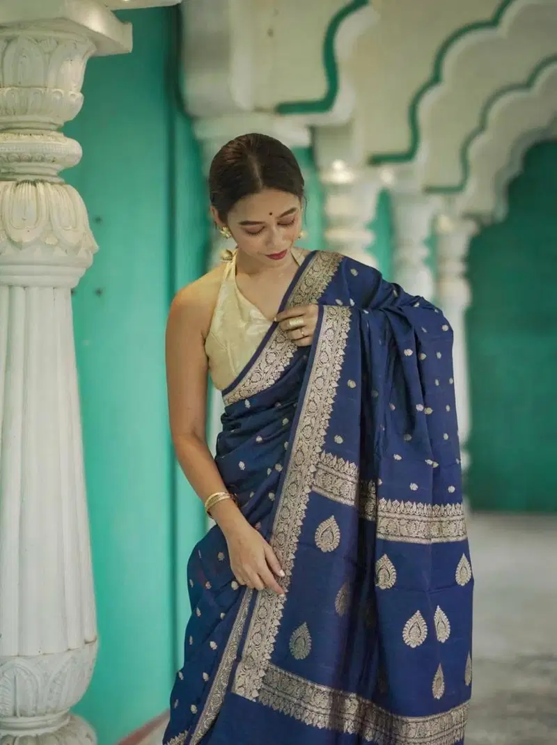 Soft Silk 6040 Linen Slab Weaving Worked Fancy Saree Collection