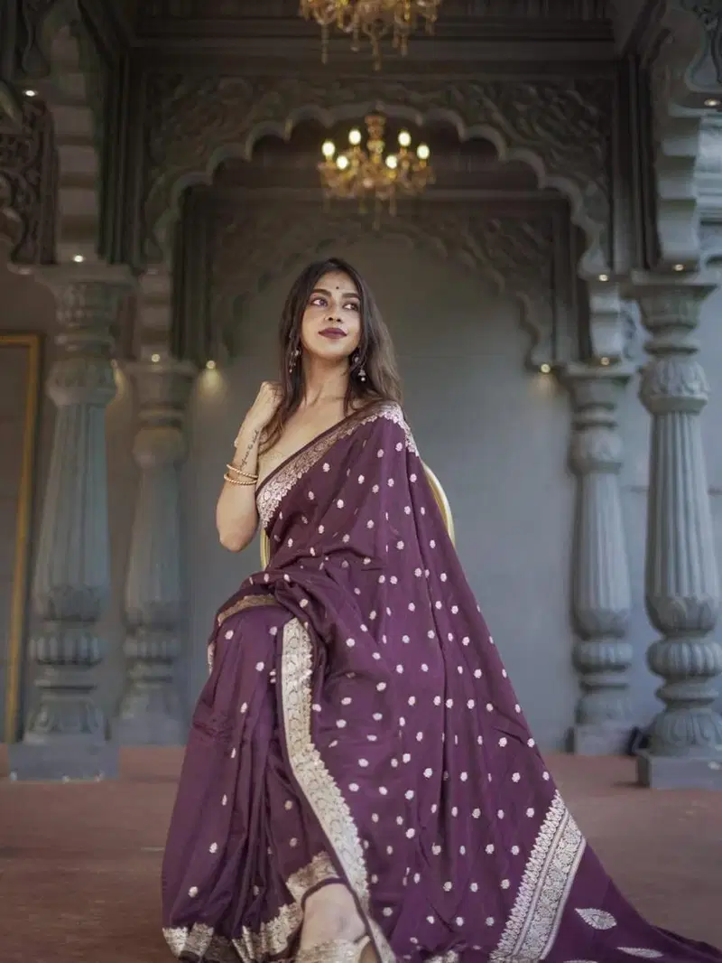 Soft Silk 6040 Linen Slab Weaving Worked Fancy Saree Collection