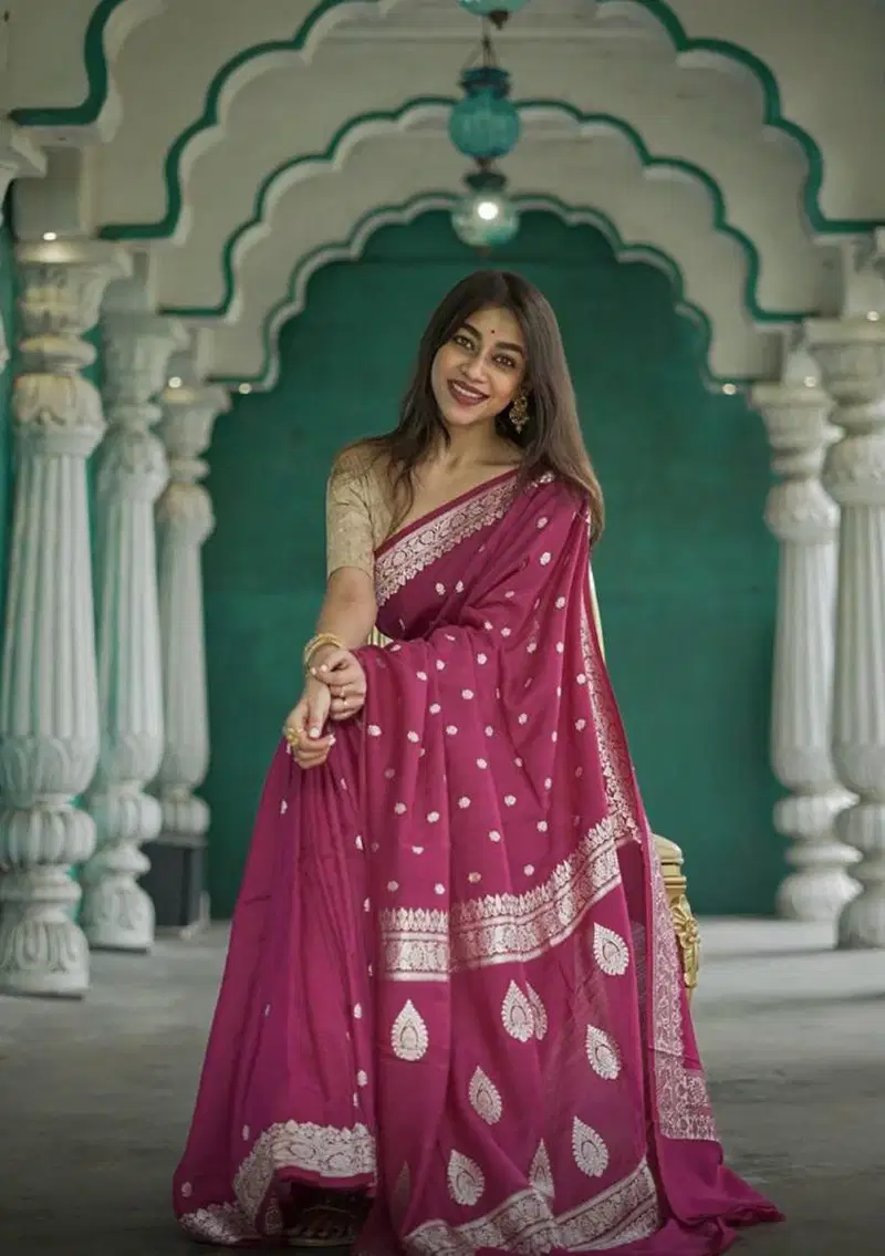 Soft Silk 6040 Linen Slab Weaving Worked Fancy Saree Collection