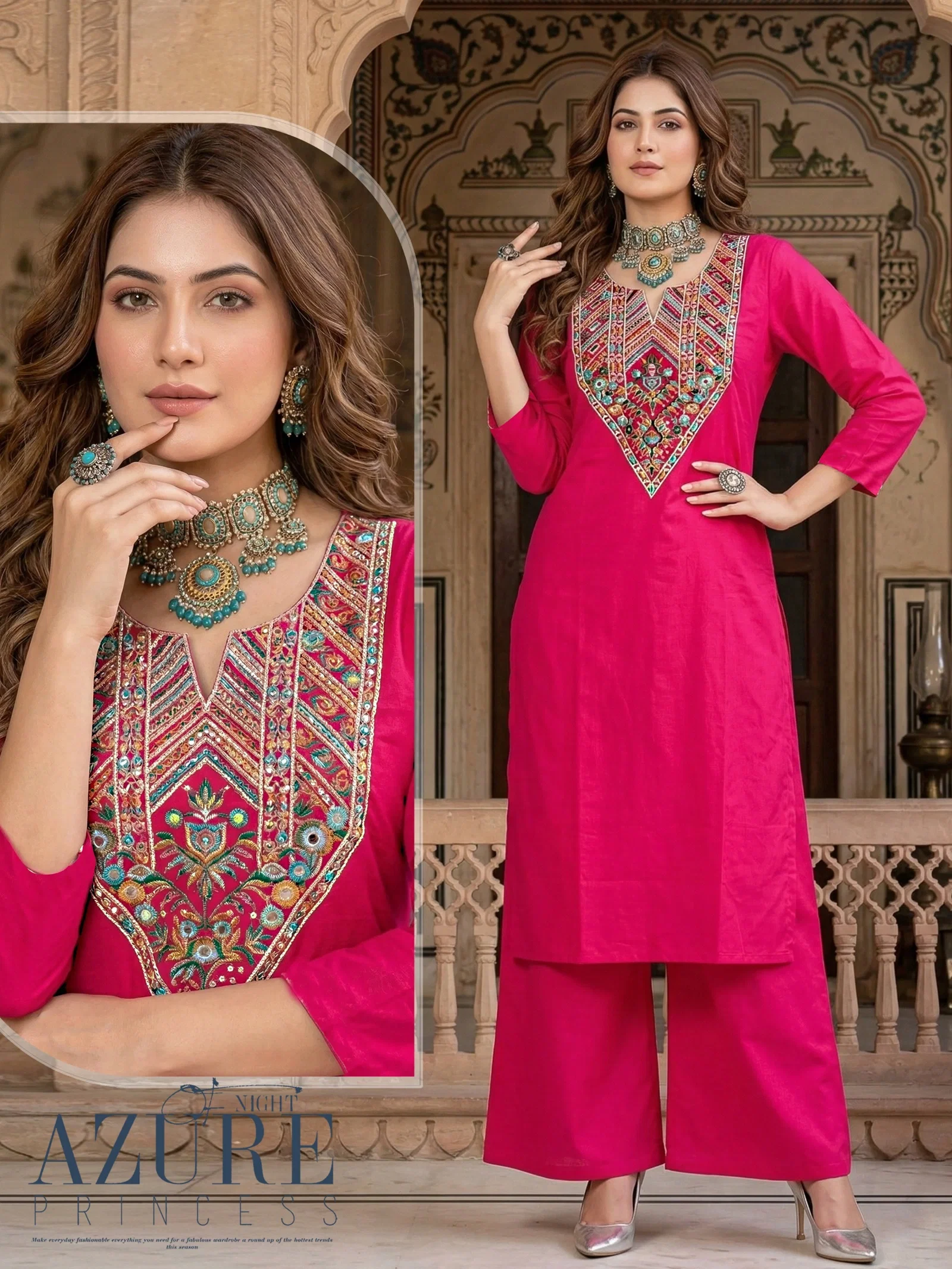 Dhabu By Diya Trends Cotton KUrti With Plazzo Set
