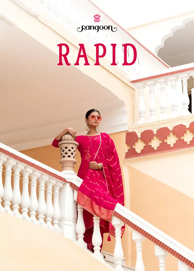 Rangoon Rapid Viscose With Fancy Khatli Handworked Kurti With Bottom Dupatta