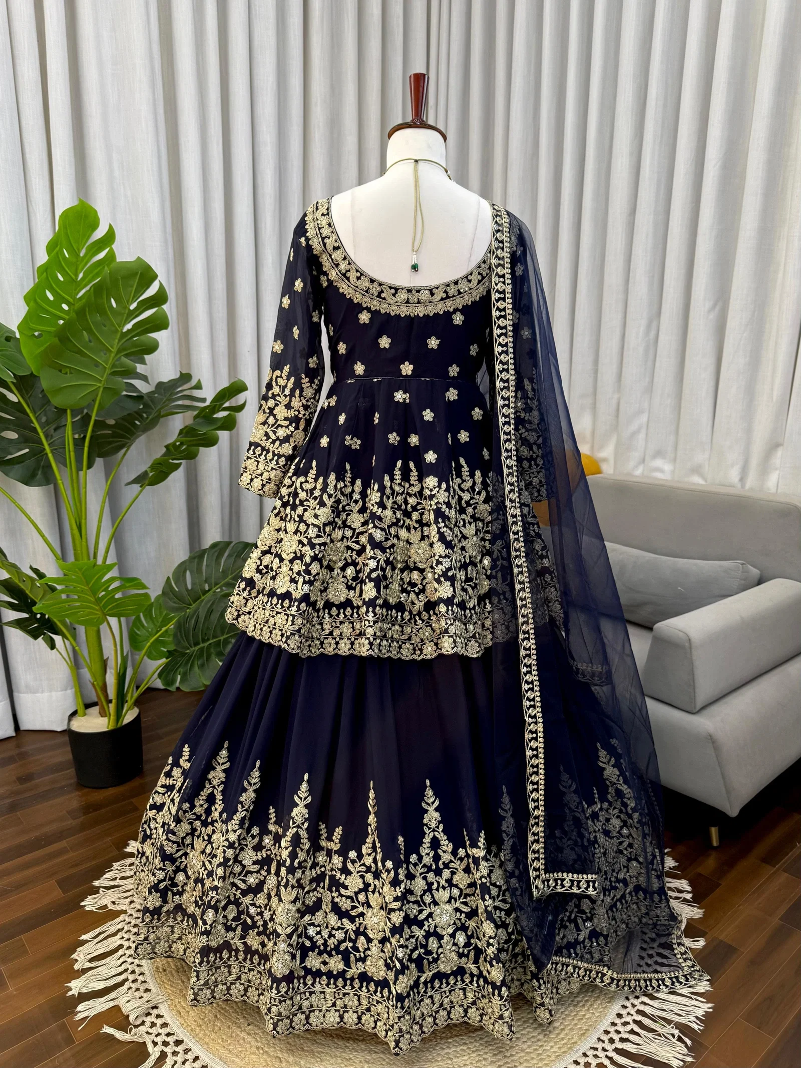 Glory 5998 Foux Gorgette Top With Lehngha And Dupatta