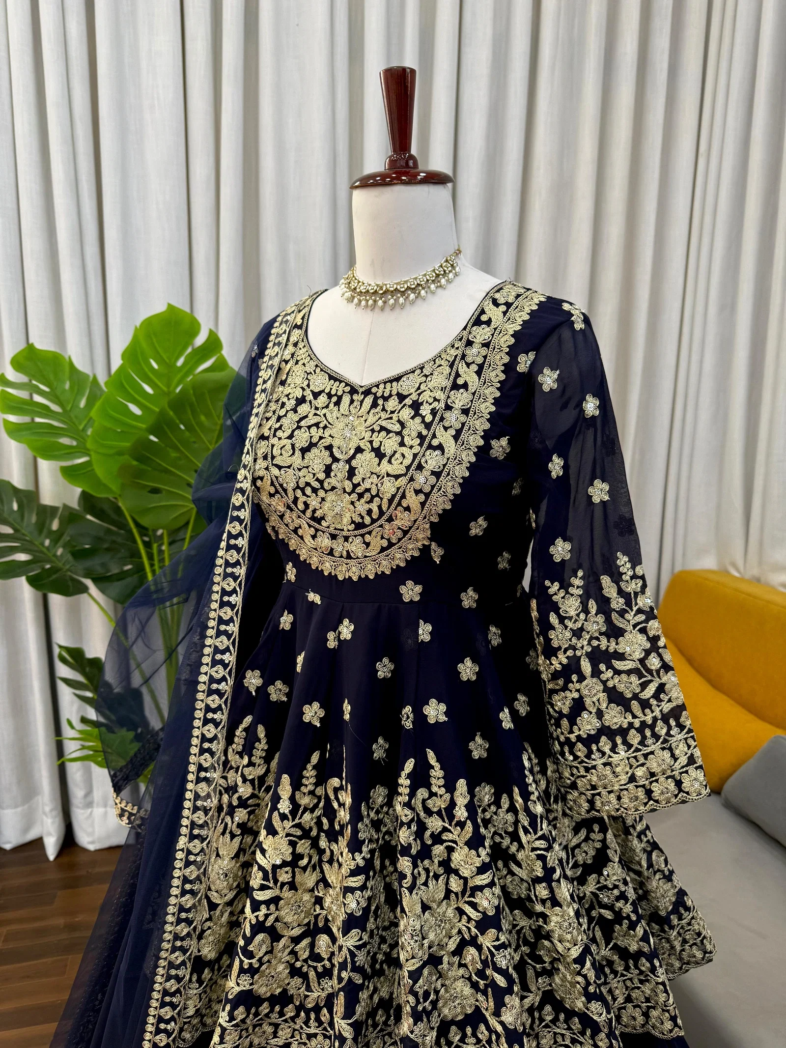 Glory 5998 Foux Gorgette Top With Lehngha And Dupatta