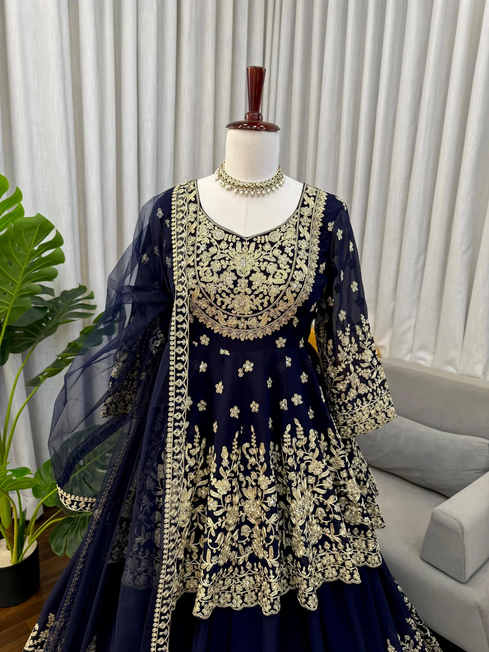 Glory 5998 Foux Gorgette Top With Lehngha And Dupatta
