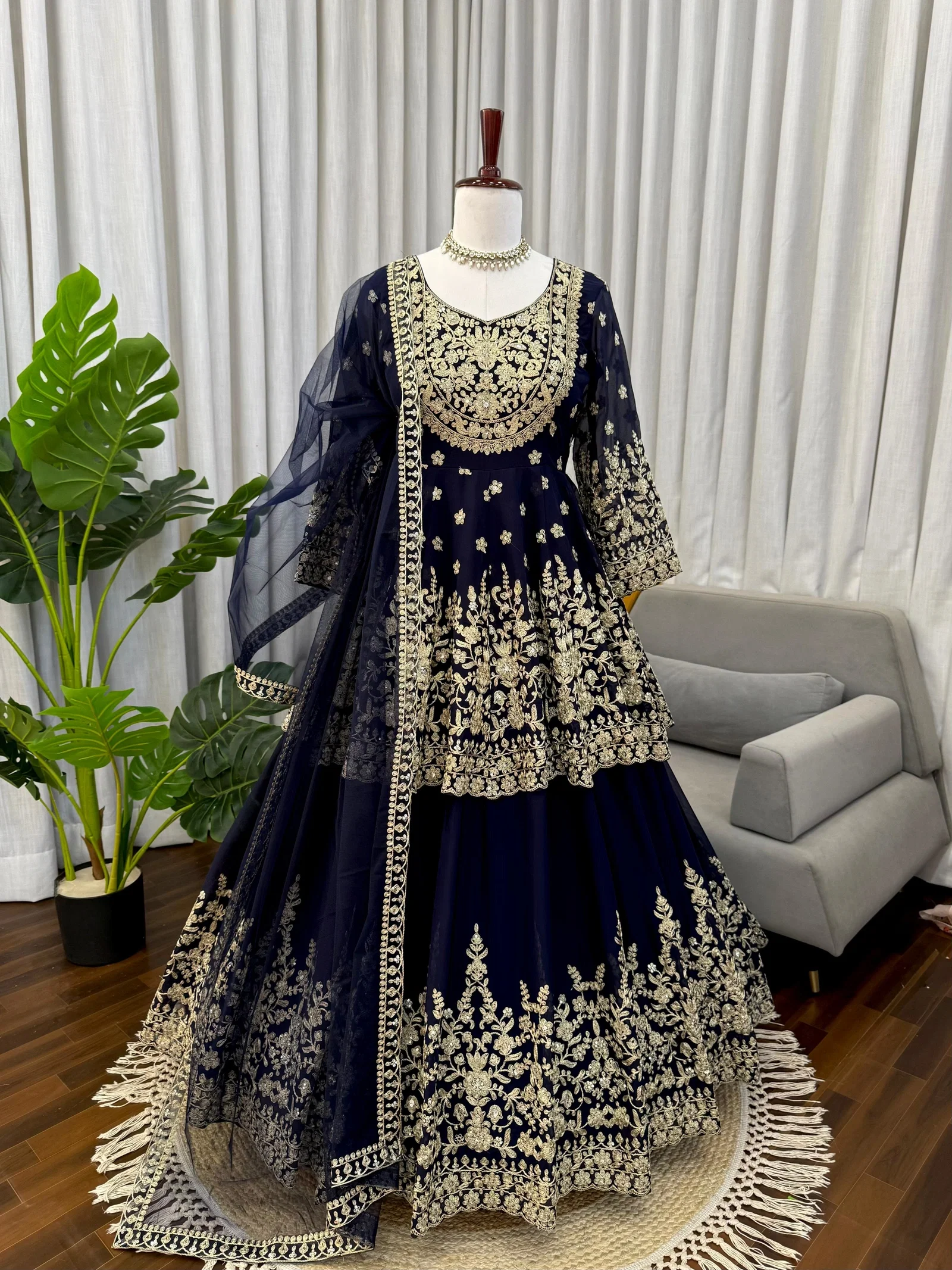 Glory 5998 Foux Gorgette Top With Lehngha And Dupatta
