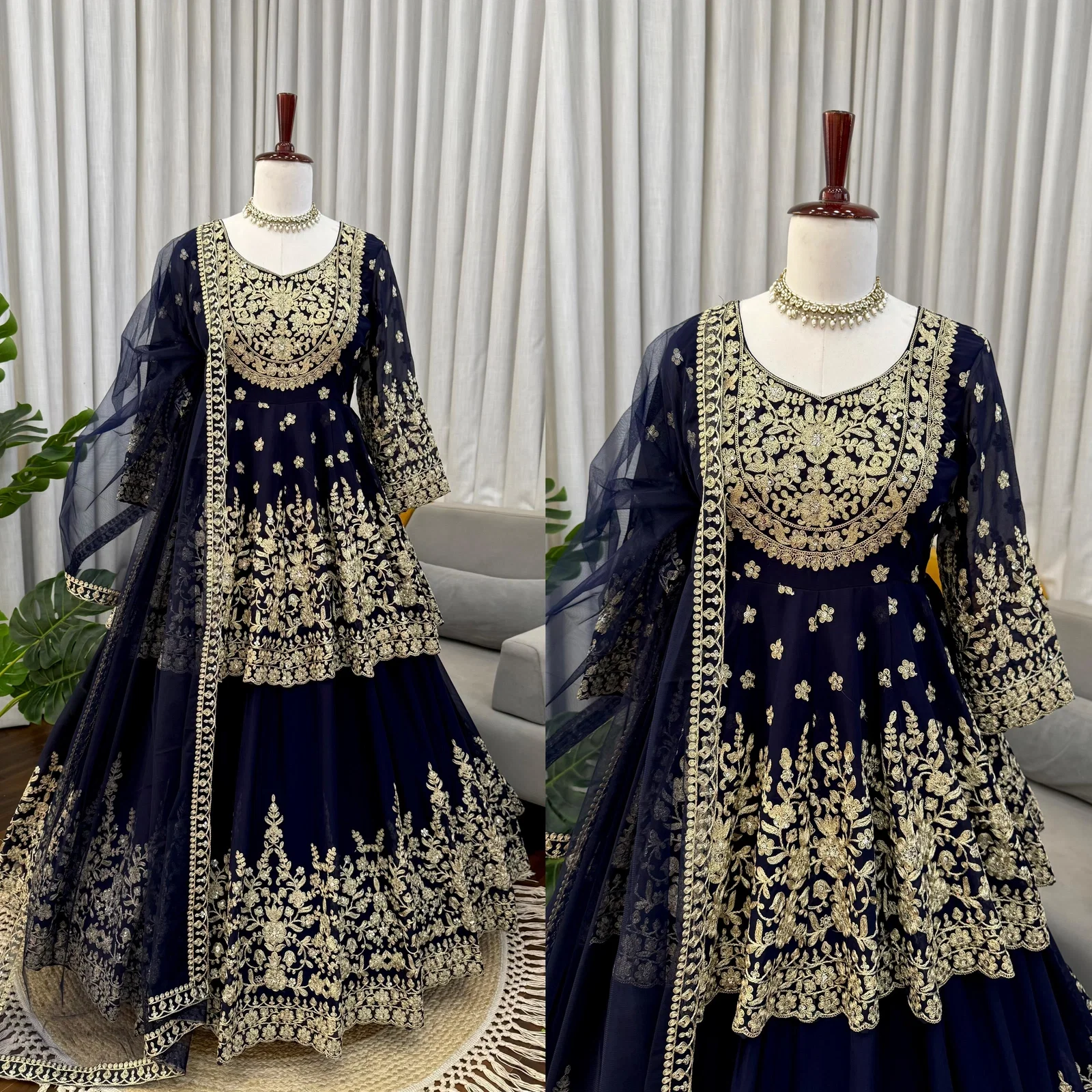 Glory 5998 Foux Gorgette Top With Lehngha And Dupatta