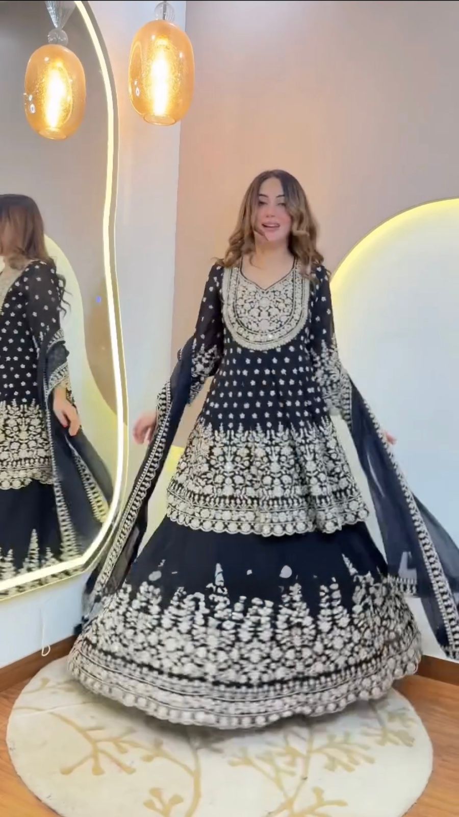 Glory 5998 Foux Gorgette Top With Lehngha And Dupatta