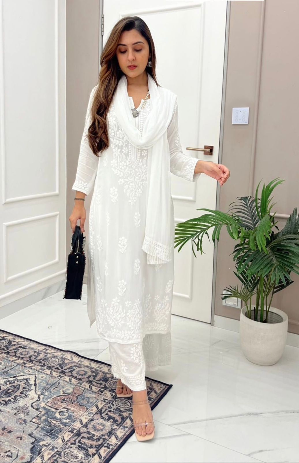 NCO 113 HBE Muslin With Cotton Thread Embroidery Work Kurti Bottom With Dupatta