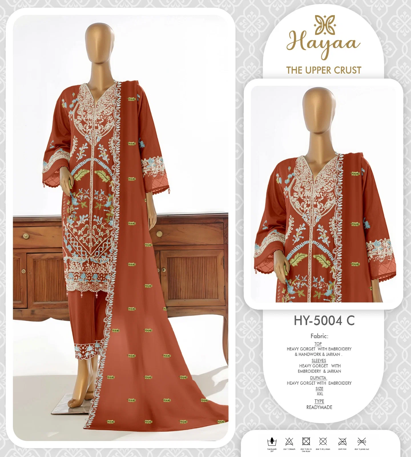 FM HYA 5004 Handwork Georgette Readymade Top Pent With Dupatta