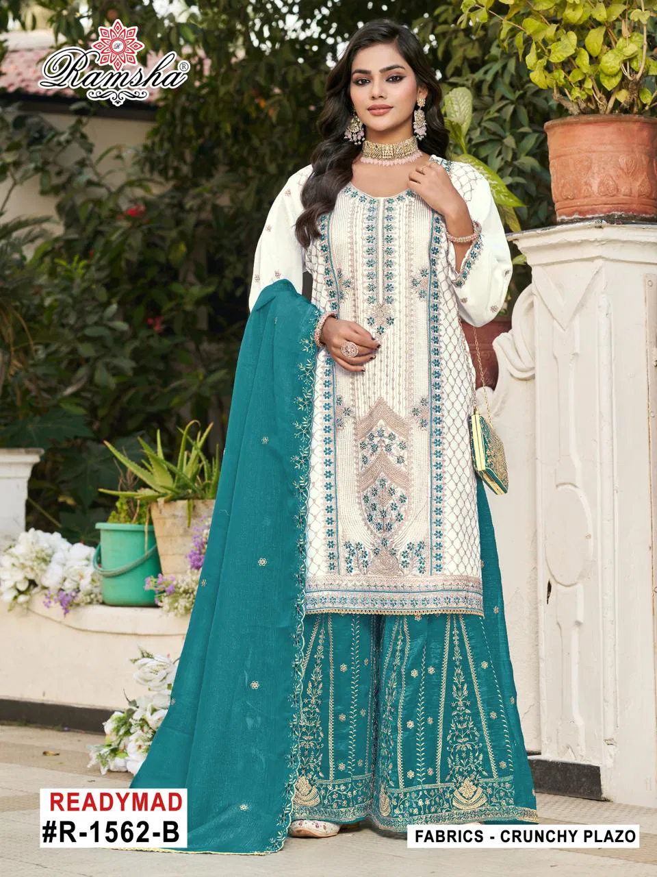 Ramsha R 1562 A To D Crunchy With Embroidery Pakistani Salwar Kameez