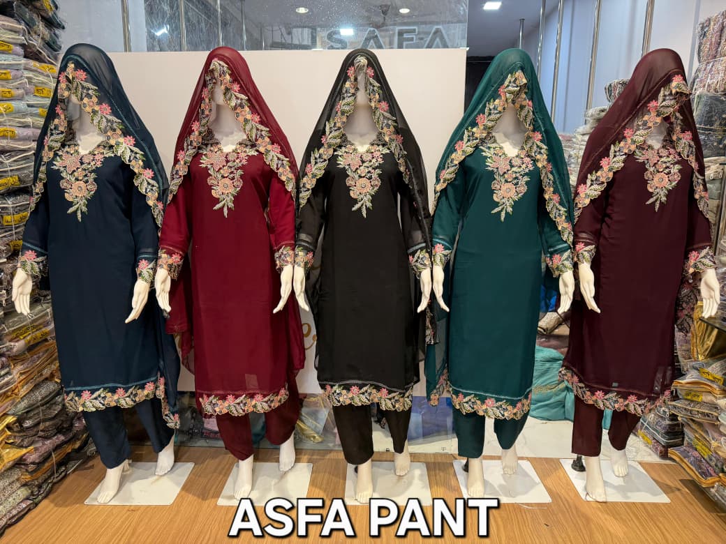 FM HYA Asta Pant Readymade Georgette Kurti With Bottom And Dupatta