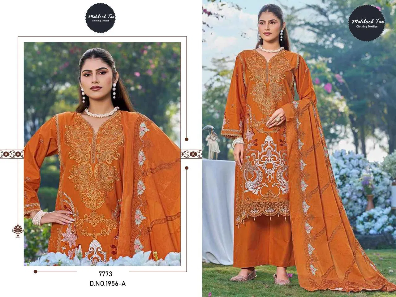 Mehboob Tex 1956 A And C Cotton With Self Embroidered Pakistani Salwar Kameez