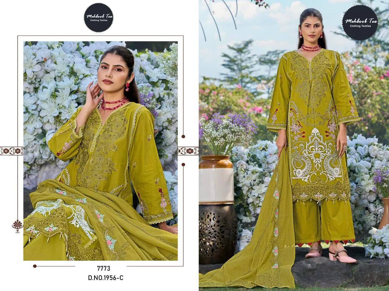 Mehboob Tex 1956 A And C Cotton With Self Embroidered Pakistani Salwar Kameez