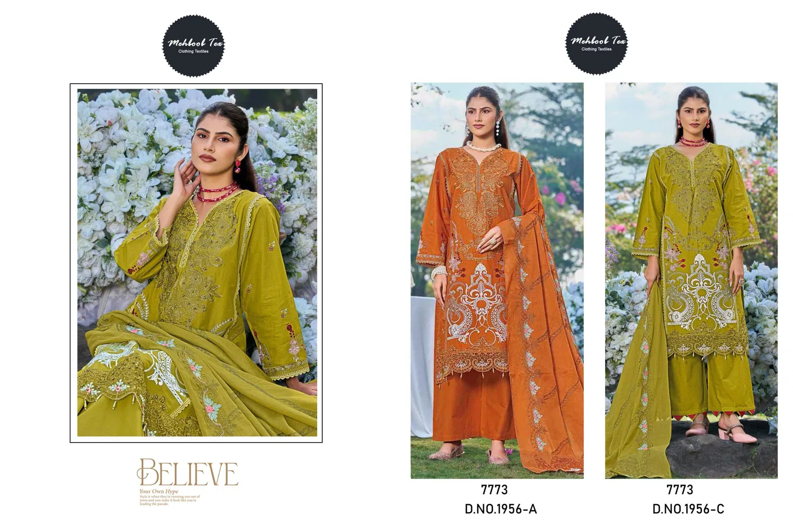 Mehboob Tex 1956 A And C Cotton With Self Embroidered Pakistani Salwar Kameez
