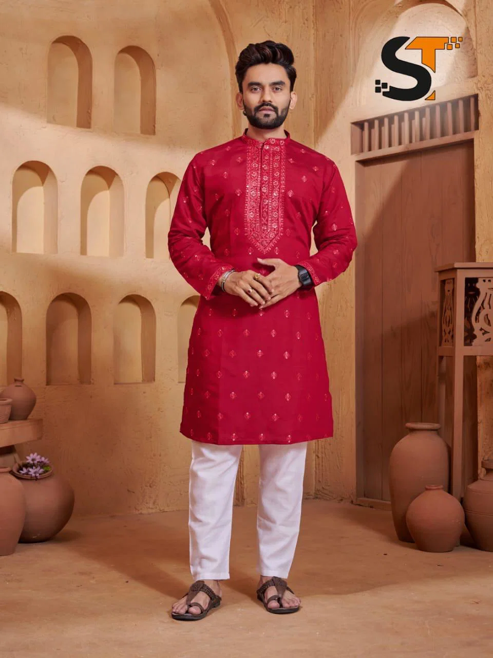 Lekha Sal 12 Silk With Intricate Work Mens Kurta Pajama
