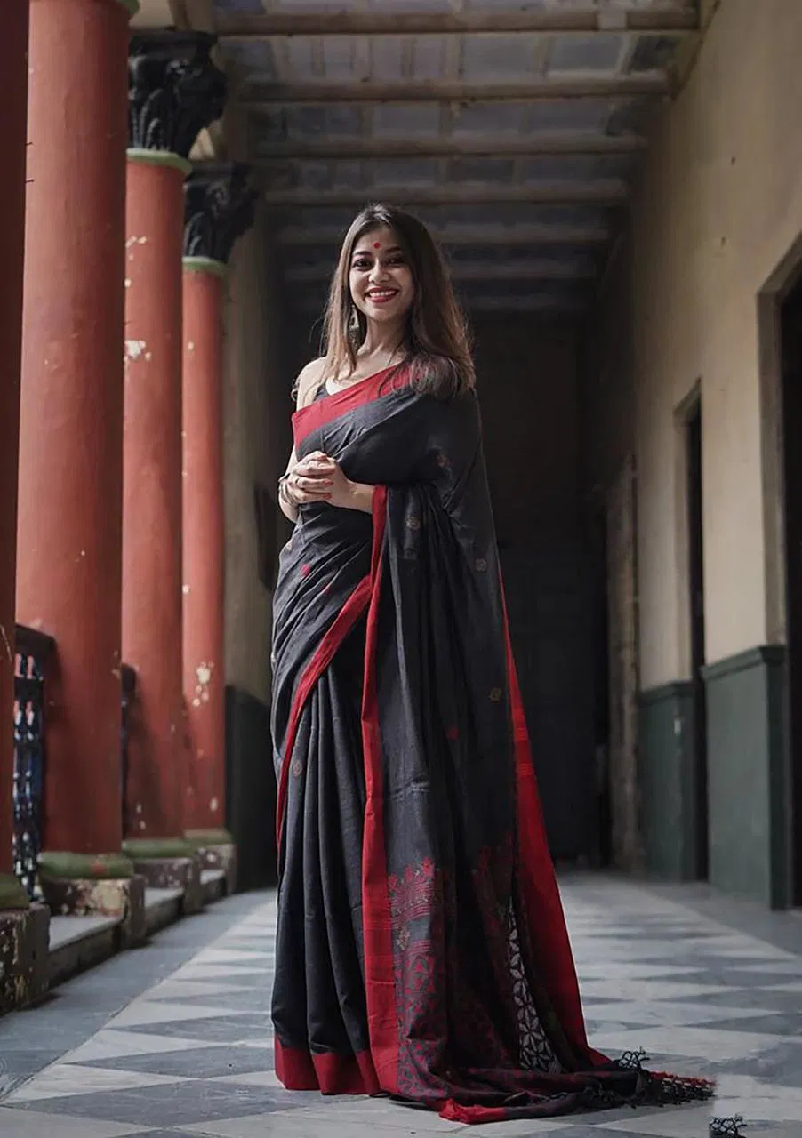 Soft Silk 5065 Linen Slab Weaving Worked Saree Collection