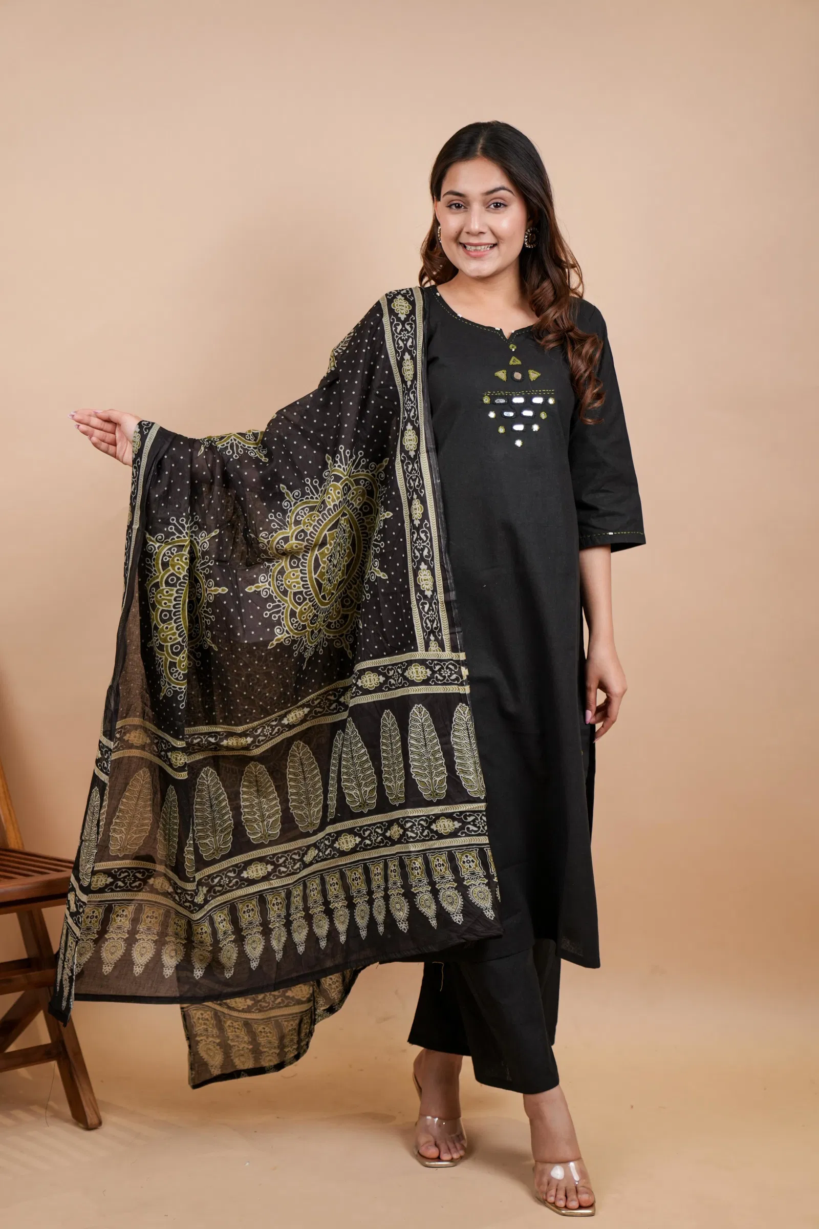 Naisha K 771 Cotton Flex With Mirror Work Designer Kurta Sets Collection