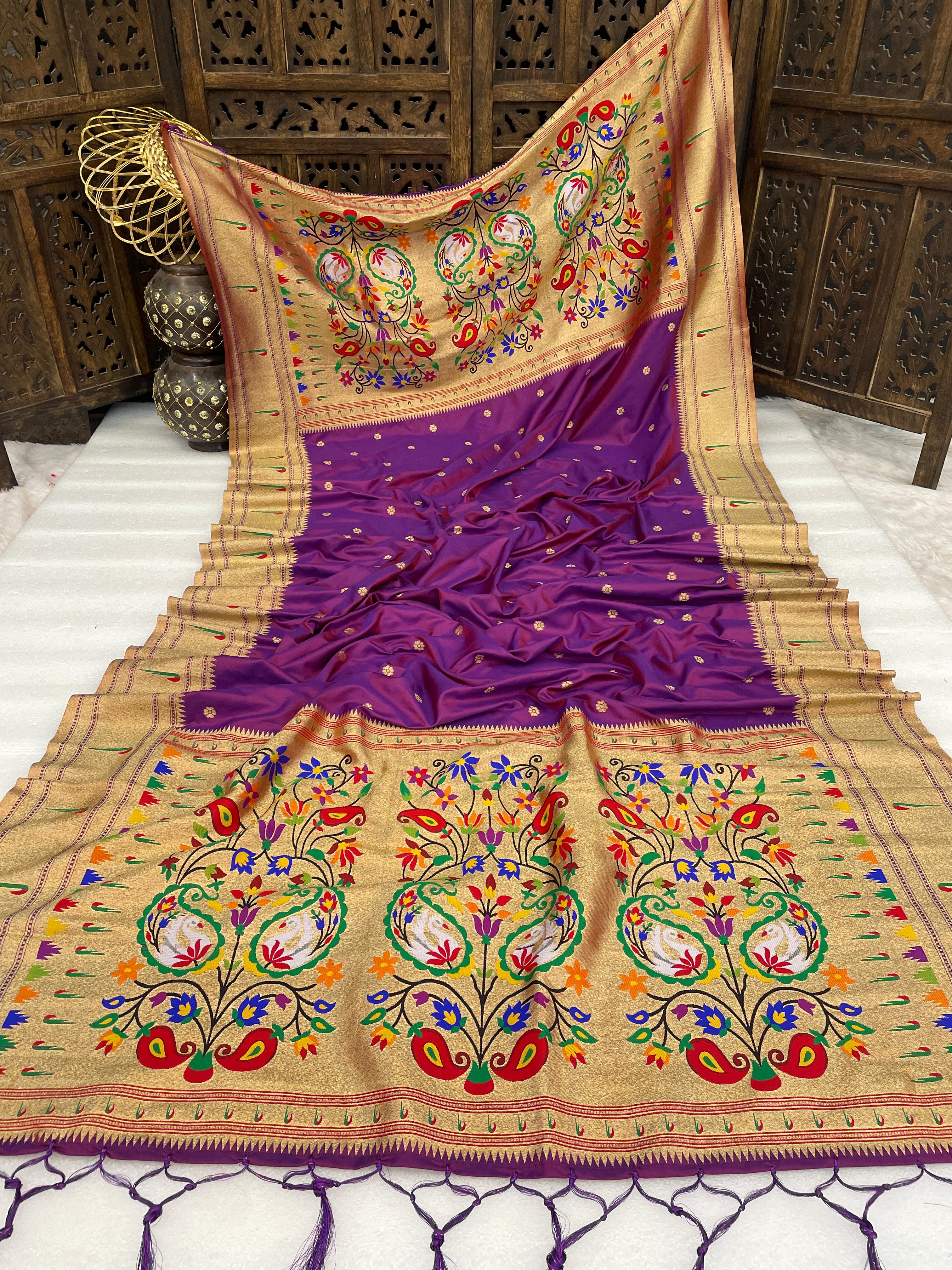 Lekha MN Paithani Dupatta Soft Silk Heavy Meenakari Pallu Both Side