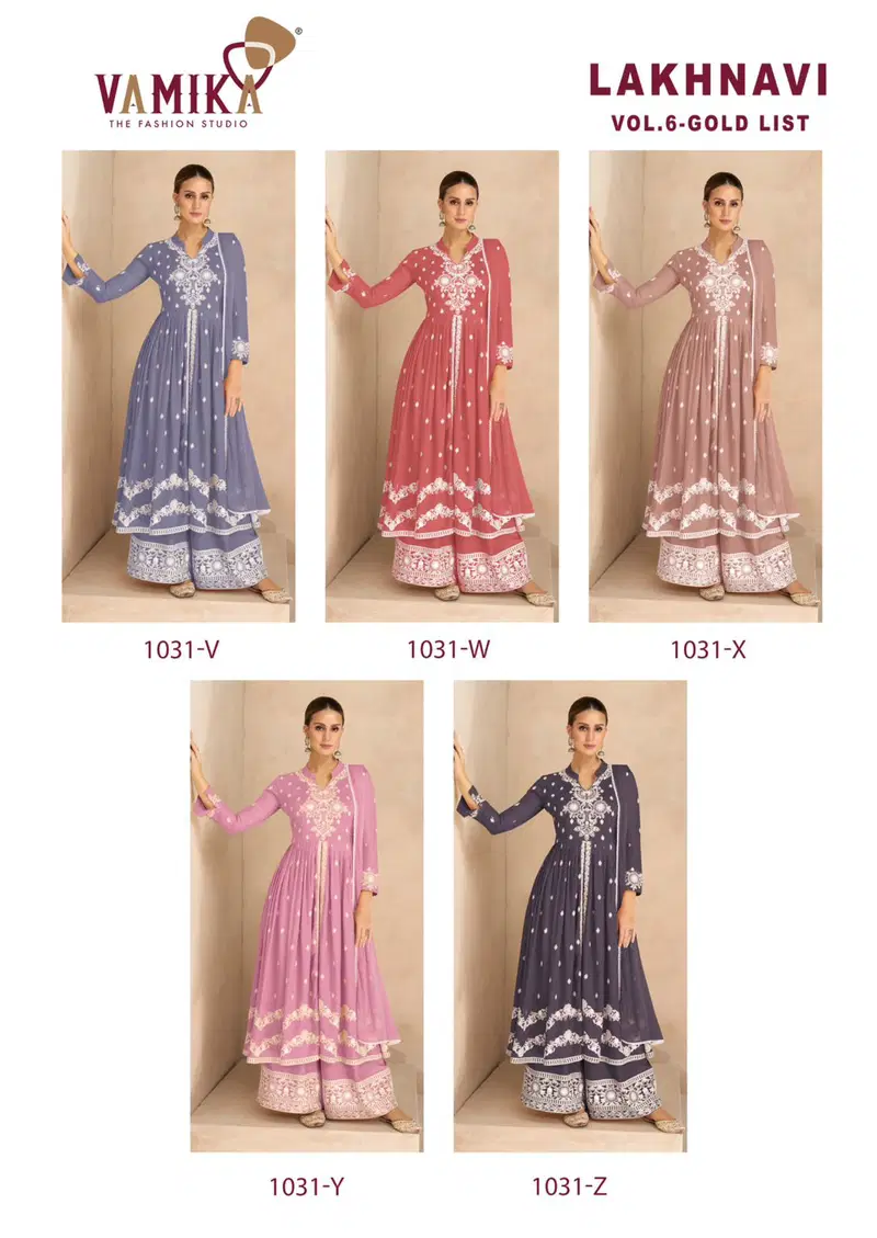 Vamika Lakhnavi Vol 6 Gold List Rayon With Thread Work Designer Salwar Suit