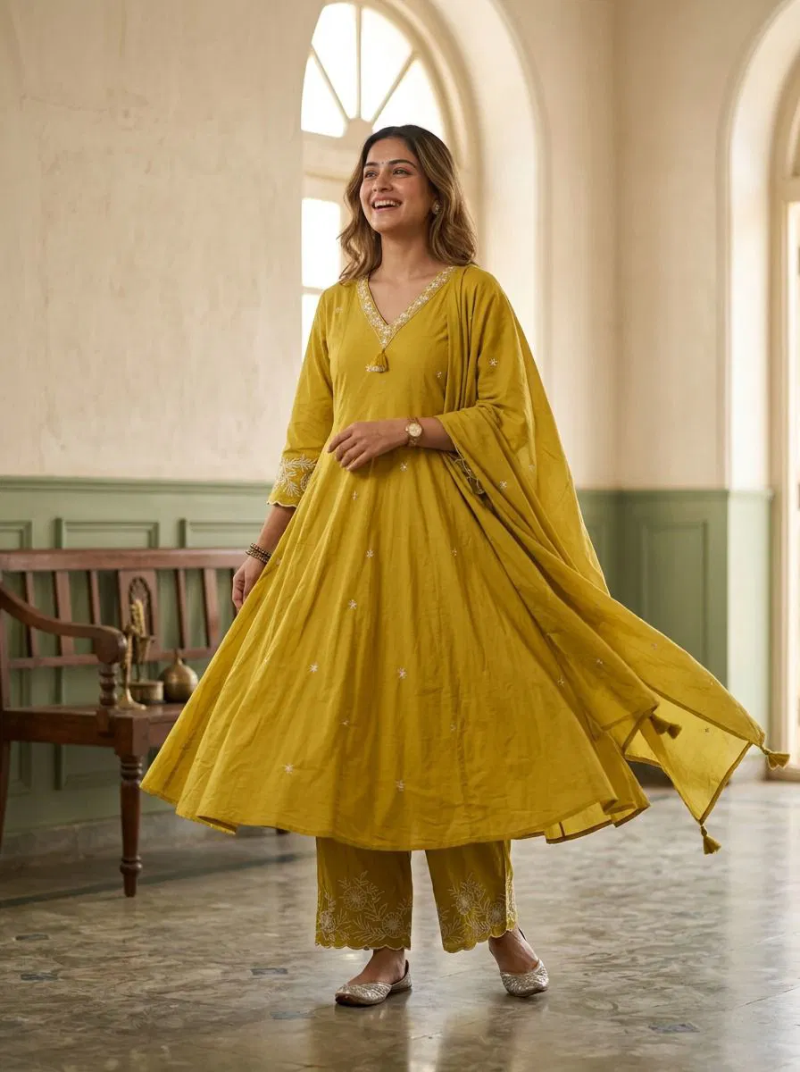 Naisha K 772 Pure Cotton Designer Anarkali Kurti With Bottom Dupatta Collection