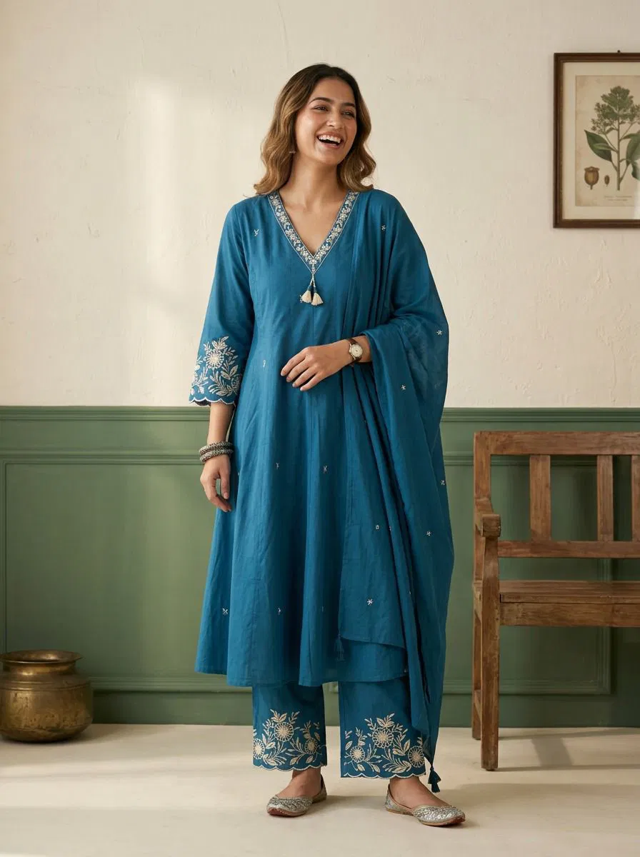 Naisha K 772 Pure Cotton Designer Anarkali Kurti With Bottom Dupatta Collection