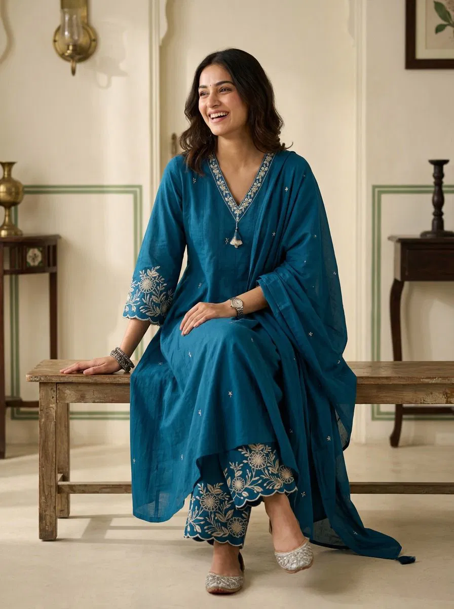 Naisha K 772 Pure Cotton Designer Anarkali Kurti With Bottom Dupatta Collection