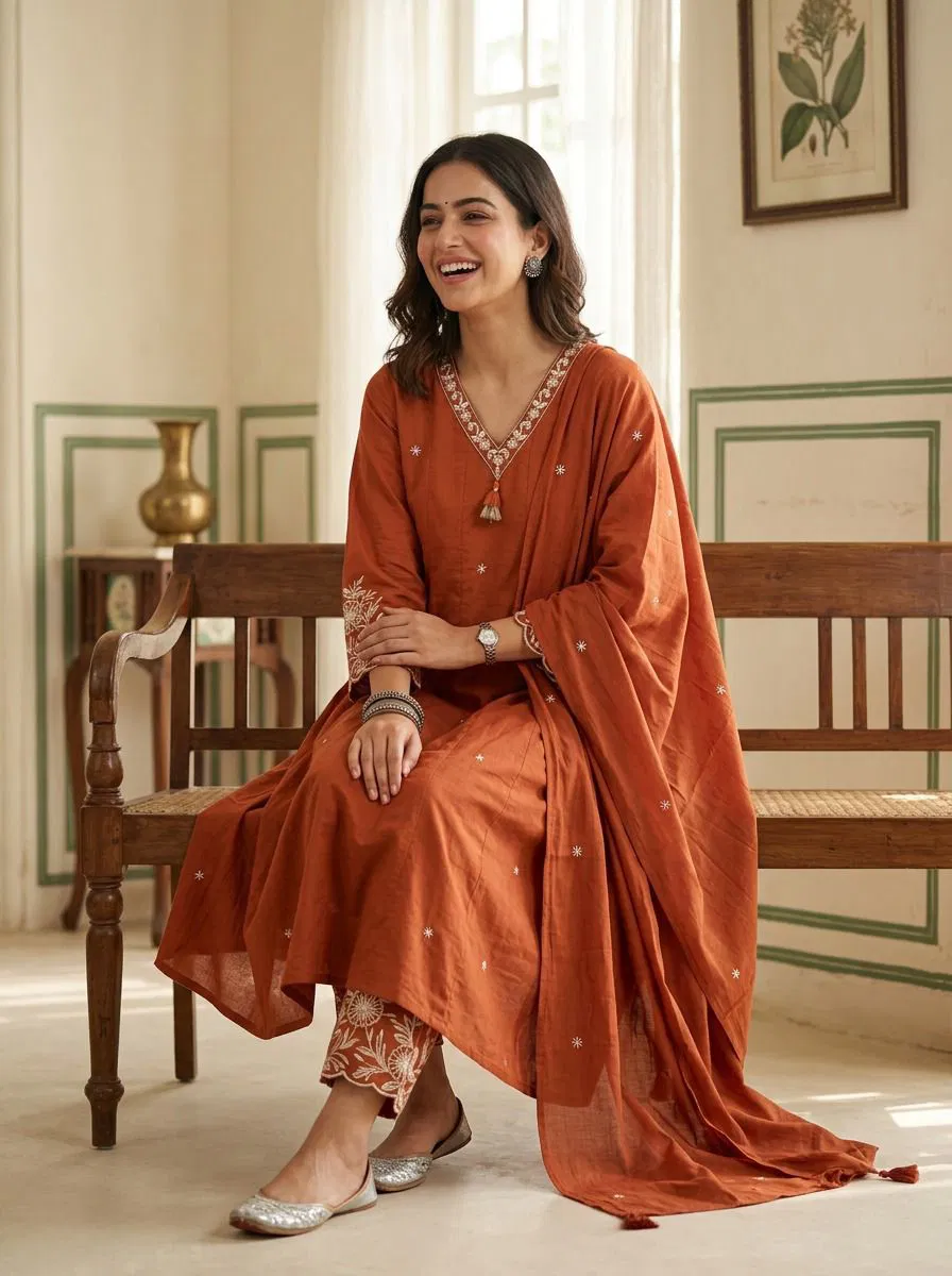 Naisha K 772 Pure Cotton Designer Anarkali Kurti With Bottom Dupatta Collection