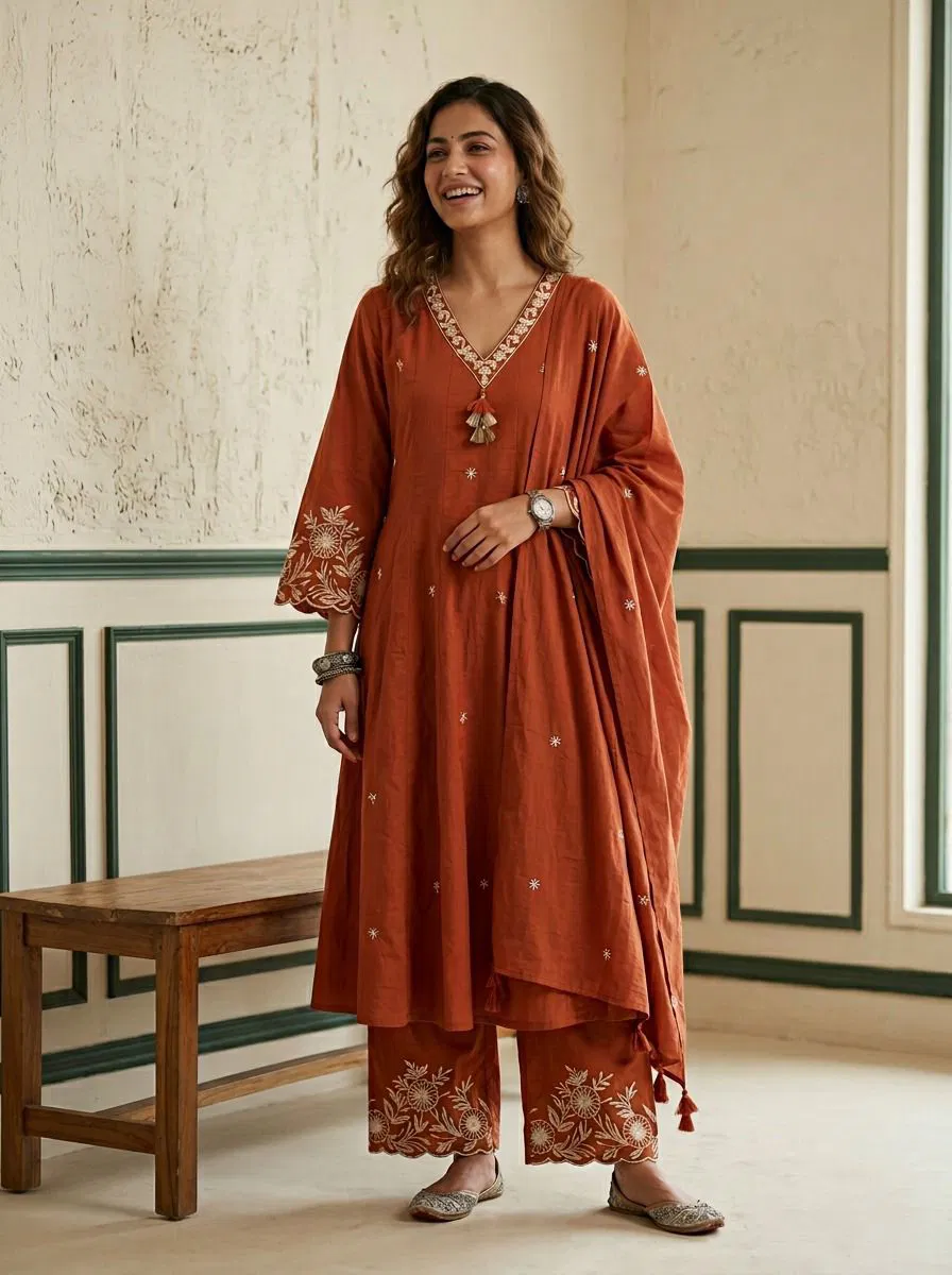 Naisha K 772 Pure Cotton Designer Anarkali Kurti With Bottom Dupatta Collection