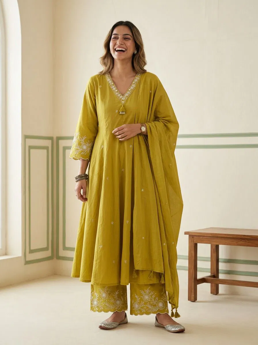 Naisha K 772 Pure Cotton Designer Anarkali Kurti With Bottom Dupatta Collection
