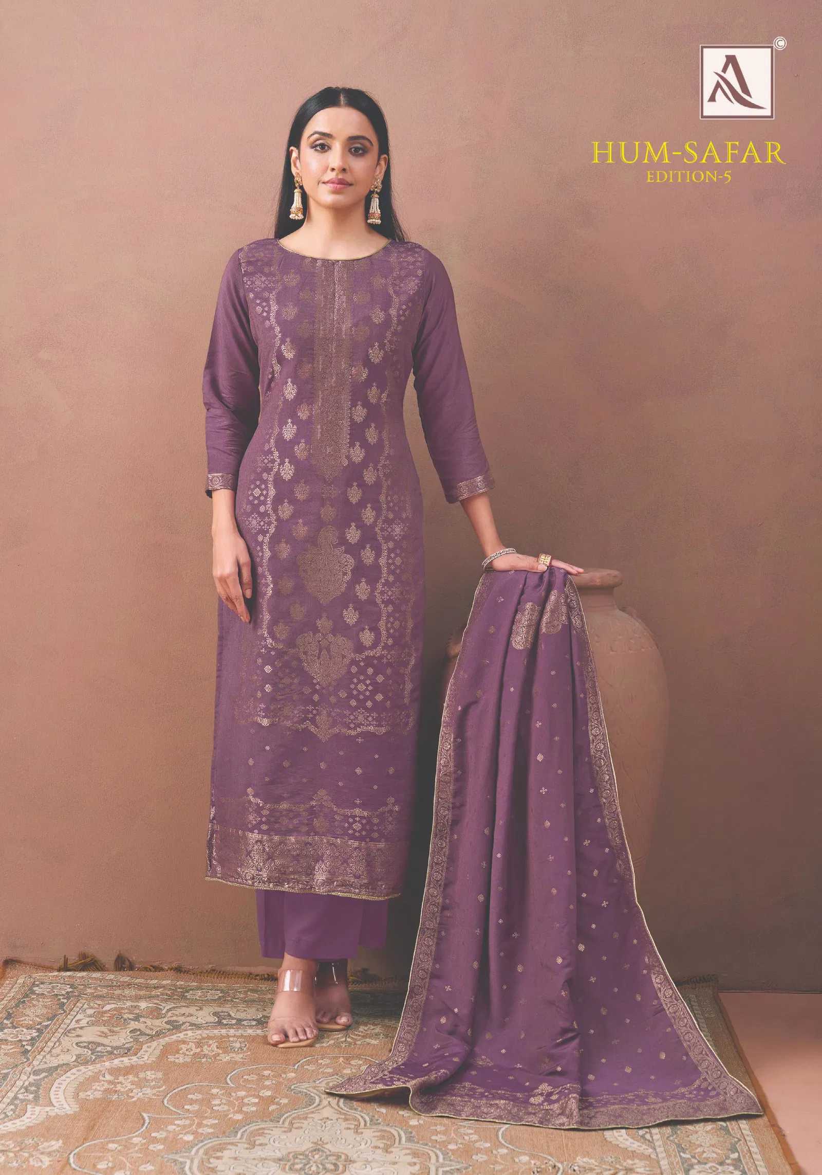 Alok Hum Safar Edition 5 Viscose Maslin Jacquard Designer Dress Material