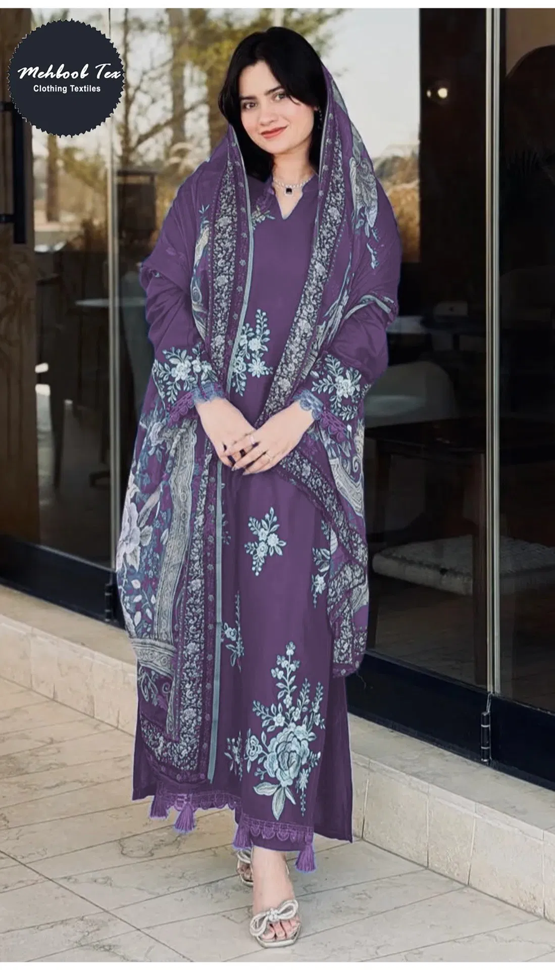 Mehboob Tex 1974 B And F And G Viscose Rayon With Embroidered Pakistani Salwar Kameez