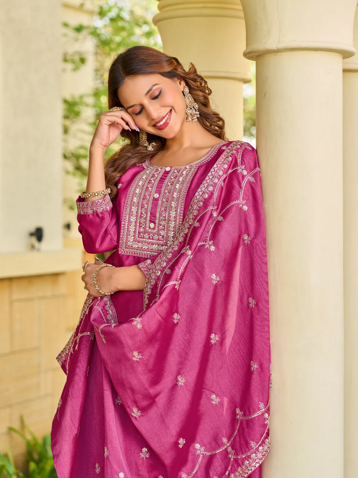 Aanchi Prakriti VIchitra Silk Embroidered Fancy Kurti With Bottom Dupatta