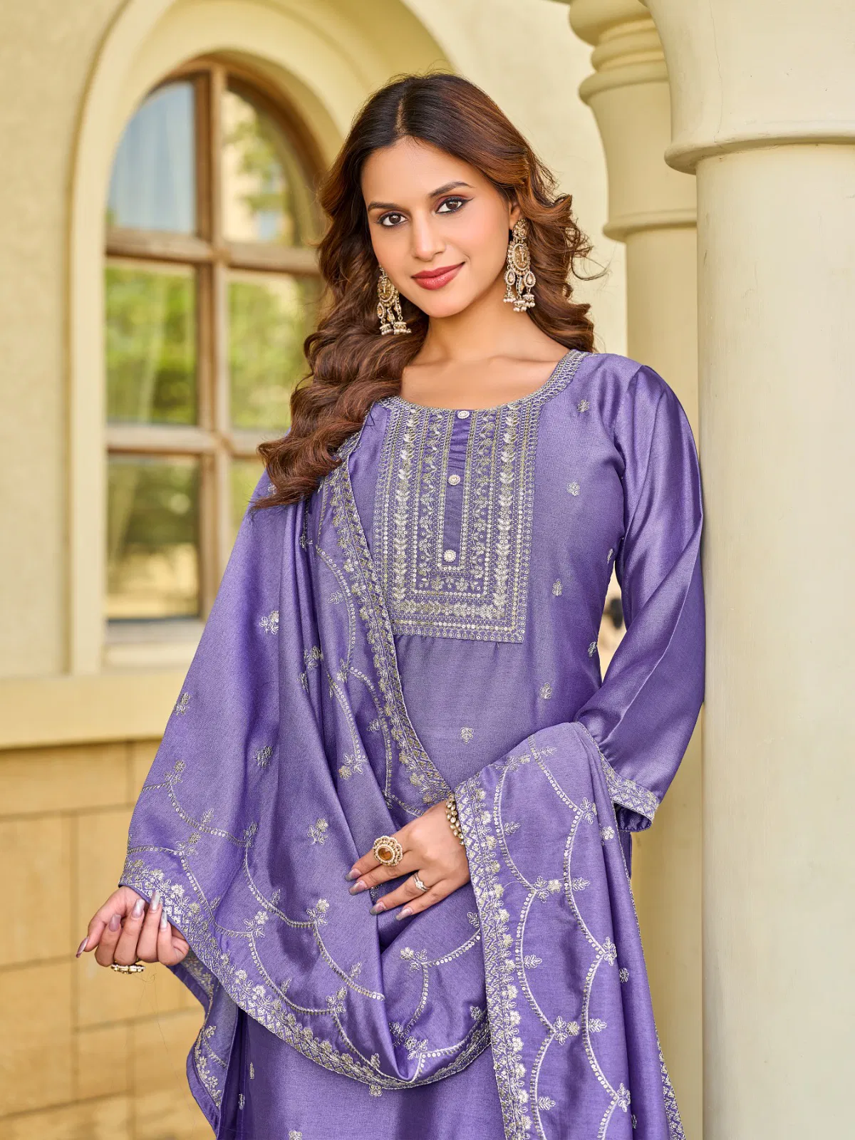 Aanchi Prakriti VIchitra Silk Embroidered Fancy Kurti With Bottom Dupatta