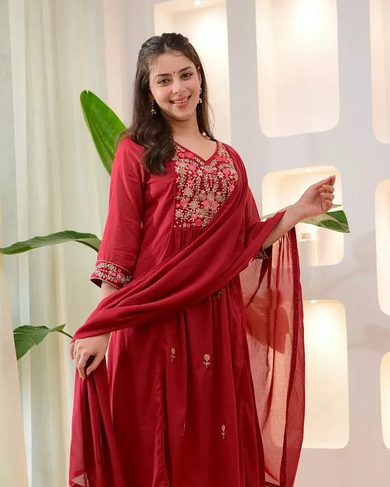Dhruvi 422 Silk Embroidered Kurti With Bottom Dupatta Set