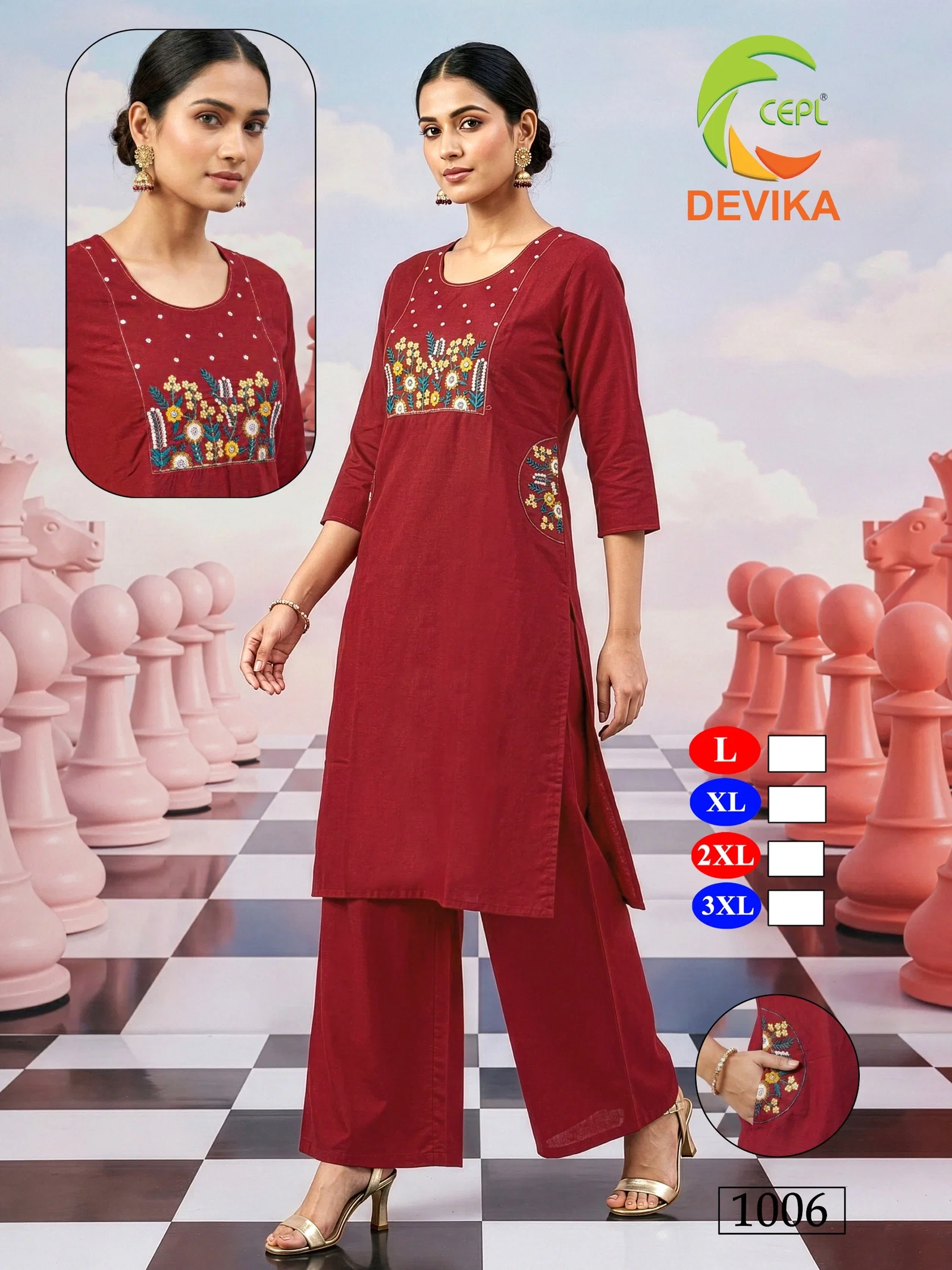 Dnp Devika Dhaboo Cotton Kurti With Plazzo