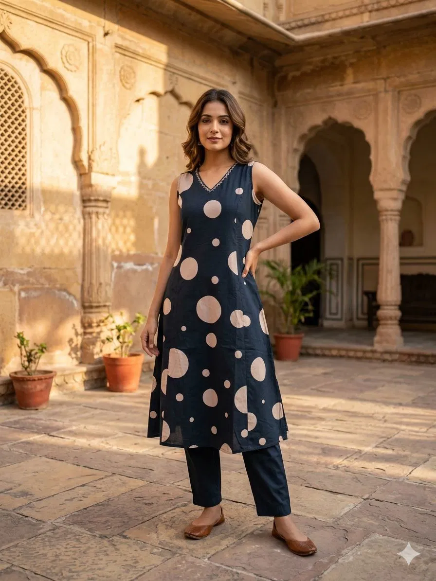 Naisha K 775 Cotton Flex Sleeveless Kurta With Pant Collection