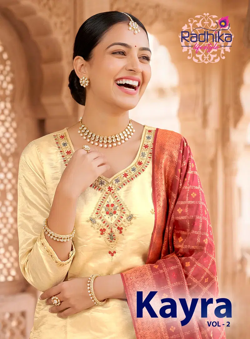 Radhika Kayra Vol 2 Pure Shimmar With Handwork Kurti With Bottom Dupatta