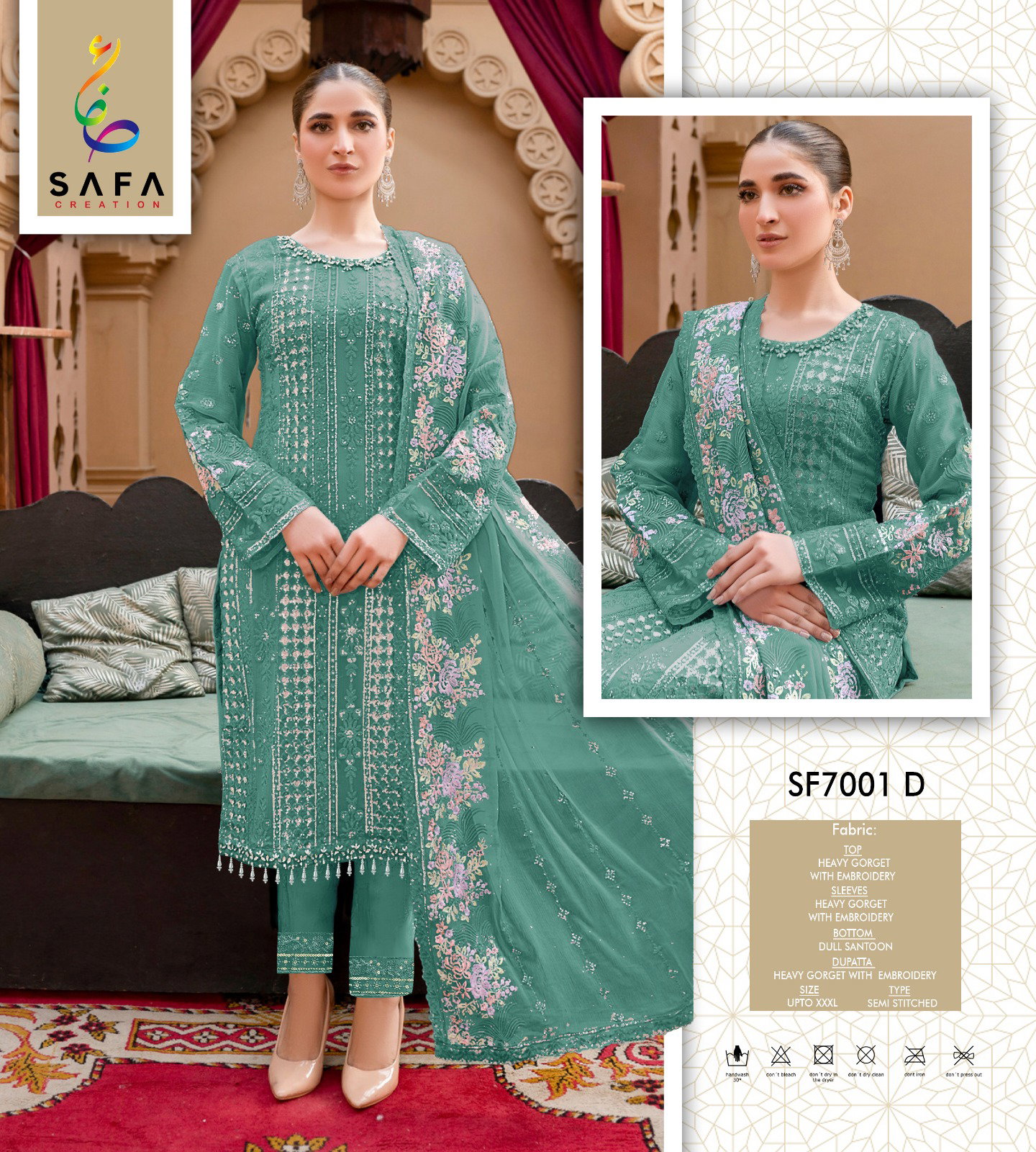 FM HYA 7001 Georgette Readymade Top Pant With Dupatta