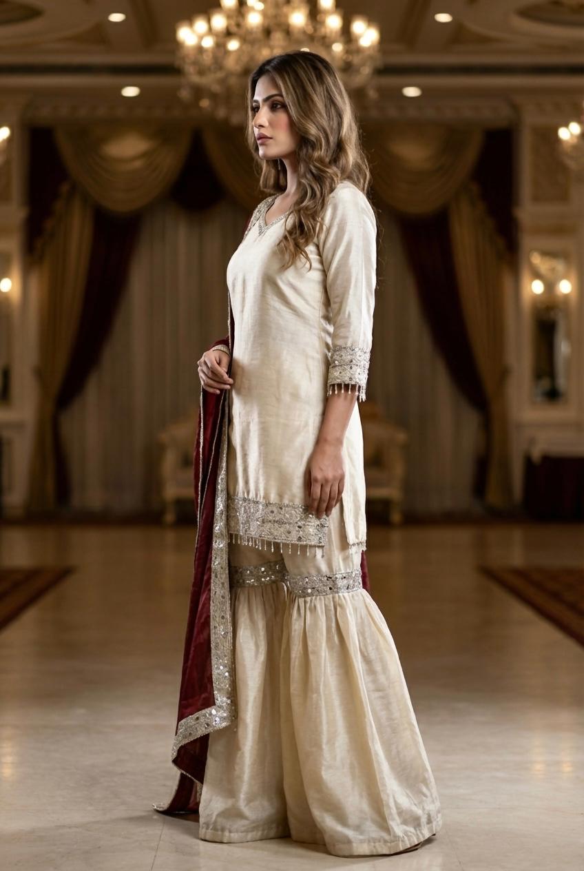 Lekha KL 4110 Chinon SIlk Embroidery Work Top Bottom With Dupatta