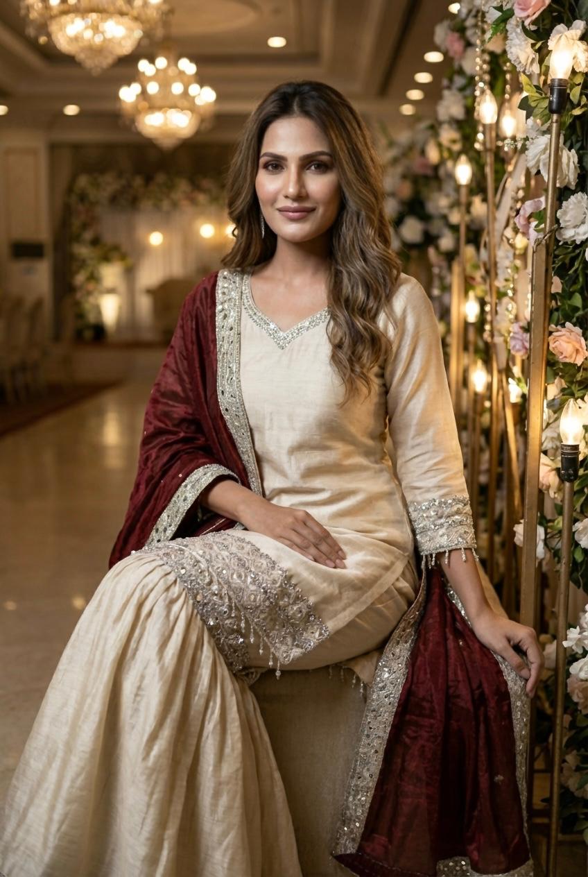 Lekha KL 4110 Chinon SIlk Embroidery Work Top Bottom With Dupatta