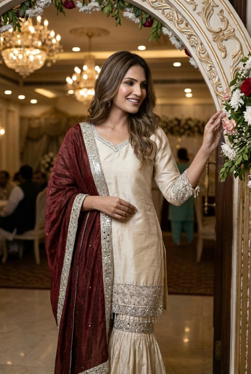 Lekha KL 4110 Chinon SIlk Embroidery Work Top Bottom With Dupatta