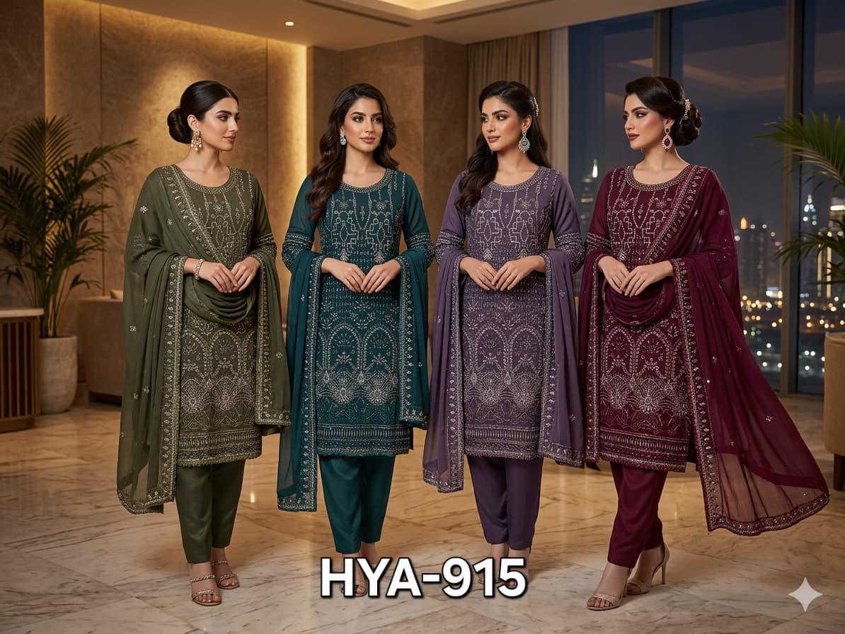 FM HYA 915 Georgette Kurti Pant With Dupatta