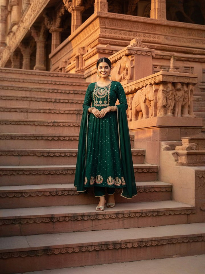 Navya Kurti 229 Party Wear Embroidery Worked Vichitra Silk Top with Pant and Dupatta Set